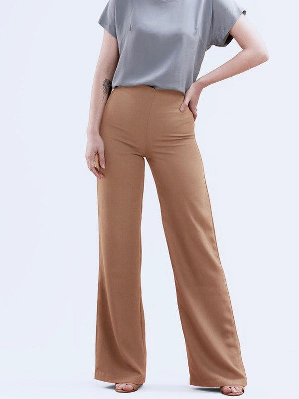 Draped Wide Leg Pants in Camel - Issue Clothing Co.