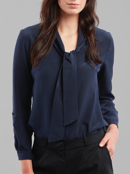 Deluxe Chemise Blouse in Navy Silk - Issue Clothing
