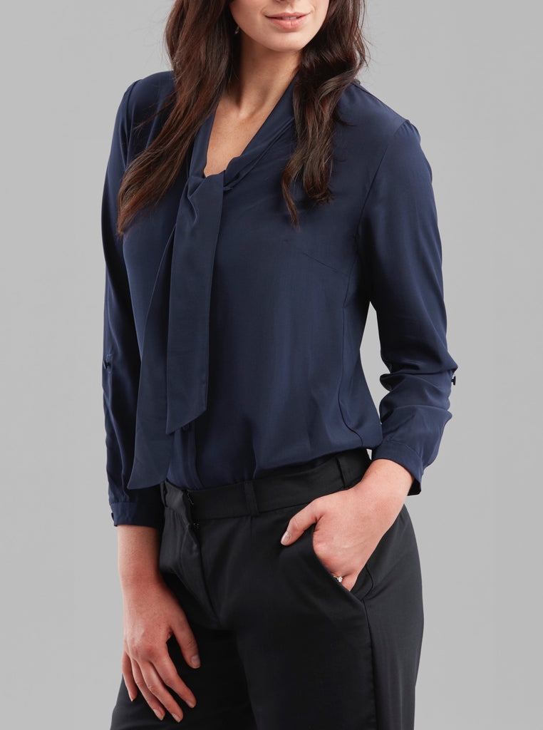 Deluxe Chemise Blouse in Navy Silk - Issue Clothing